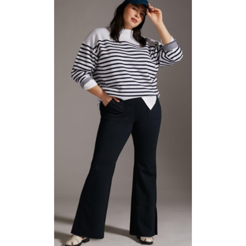 Anthropologie Maeve Knit‎ Flare Pants  black SZ 3X